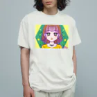 石丸沙織のシースルーバングとゆるウェーブな女の子 オーガニックコットンTシャツ