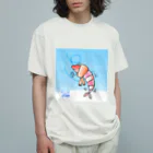 さつきうさぎえびえびショップのさむさむえび丸〜背景＆サイン入り〜 Organic Cotton T-Shirt