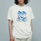 冥王星の和風鮫（カラー） オーガニックコットンTシャツ