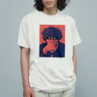 D_SAITOのアフロの男　Orange　D.SAITO オーガニックコットンTシャツ