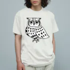 ROCK 'N' ROLL TIGER　ロックンロール タイガーのアフリカオオコノハズク　モノクロ Organic Cotton T-Shirt