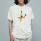 tomocco shopのシロテテナガザルの刺繍 Organic Cotton T-Shirt