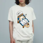 茶々の猫グッズのベッドで寝る猫(ラグドール男の子レッド) オーガニックコットンTシャツ