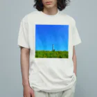 夏のゆゆゆの夏の土手の青空 オーガニックコットンTシャツ