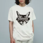 Nobigaoのアノニマス・キャット オーガニックコットンTシャツ