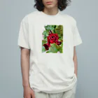 猫のhananyanの薔薇が咲いた～薔薇が咲いた～真っ赤な薔薇が～♩ Organic Cotton T-Shirt