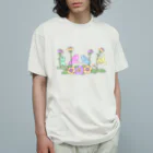 くるりんプロジェクトのお店のカラフルお花のくるりん オーガニックコットンTシャツ