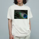 写真プリントの孔雀 オーガニックコットンTシャツ