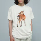 いきもの大好き！ほほえみフレンズの振り向くシカ Organic Cotton T-Shirt