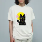 夢見る柴犬のCherry-Blossom-Moon オーガニックコットンTシャツ