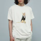 似顔絵婚姻届/スマホDIY婚姻届~ai.create~の無料婚姻届♡お揃い新郎猫VER. Organic Cotton T-Shirt