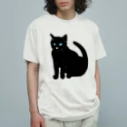 midoriyamadaのこっちを見ている黒猫 オーガニックコットンTシャツ