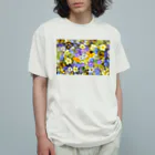 peony🦋🌼のpurple flower🌼 オーガニックコットンTシャツ