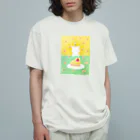 金森 葵のケーキを狙う猫と小さな女の子 オーガニックコットンTシャツ