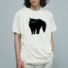 マイマイタケの怒ってます（黒猫） オーガニックコットンTシャツ