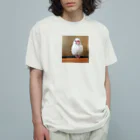 白文鳥のおもちさんの白文鳥のおもちさん オーガニックコットンTシャツ