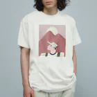 ayame_c29_illustrationsのピンクのおやまに オーガニックコットンTシャツ