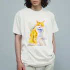 あおニャーマンの水彩画ねこ1 オーガニックコットンTシャツ