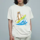 水色気分の猫のサーフィン(水彩ver.) Organic Cotton T-Shirt