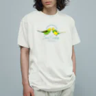 リズさんち🦜👶✨のセキセイのびびちゃんぎんちゃん オーガニックコットンTシャツ