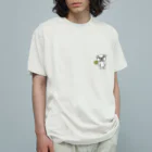 nobuyan_shopの花とパグ　ワンポイント オーガニックコットンTシャツ