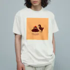 in the eyesの柴犬とたぬきケーキ オーガニックコットンTシャツ