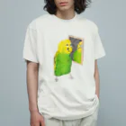 森図鑑の[森図鑑]セキセイインコと鏡 オーガニックコットンTシャツ