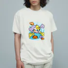 Cody the LovebirdのChubby Bird サンゴ礁を守ろう！　オカメインコと海のお友達 オーガニックコットンTシャツ