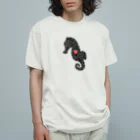 生物＝ケモノのヲ店の『tiles』Sea horse オーガニックコットンTシャツ