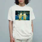 ペンギンの写真のジェンツーペンギン　写真　リアル　仲良し オーガニックコットンTシャツ