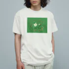 眠たいトリの百合の花 オーガニックコットンTシャツ