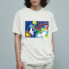 kouの落描き帳の桜の女神と白いクジラ Organic Cotton T-Shirt