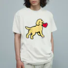 ハッピー・ラブラドールズのイエローラブパピーと赤いハート Organic Cotton T-Shirt