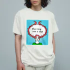 TSUKIKOU SHOP の赤毛の女の子　ブルー オーガニックコットンTシャツ