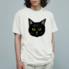 WataMayuroom☆の大きな瞳黒猫 オーガニックコットンTシャツ