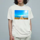 ねこまくらの佐渡島・佐和田海岸の桟橋 オーガニックコットンTシャツ