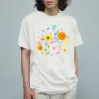 kimchinのきれいな花と音符 オーガニックコットンTシャツ