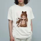 THOUGHT -STORE in Suzuri-の孔雀の羽とブルネット オーガニックコットンTシャツ