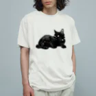 tomidoronの黒ネッコ オーガニックコットンTシャツ