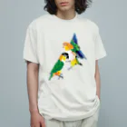 piyopiyobrandのシロハラインコたち オーガニックコットンTシャツ