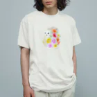 はなふわ和のガーベラとハリネズミ Organic Cotton T-Shirt