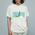 まめまき博物館のバナナごんどうくじら オーガニックコットンTシャツ