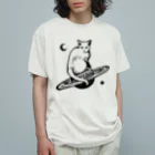 金星灯百貨店のスペースキャット　黒線 オーガニックコットンTシャツ