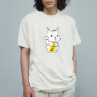 白いネコNISAIとスナギツネぎ。の白い猫のNISAI Organic Cotton T-Shirt