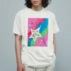 🐶シュナといろいろ🎨の流れ星　(ピンク) オーガニックコットンTシャツ