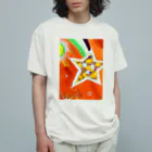 🐶シュナといろいろ🎨の流れ星　(オレンジ) オーガニックコットンTシャツ