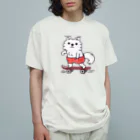 イラスト MONYAAT の赤ぱんポメラのスケボー オーガニックコットンTシャツ