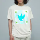 武者小路夕桐の青い鳥と四葉 オーガニックコットンTシャツ