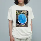 MkG(エムケージー)のぶるーはわい☺︎︎(背面ロゴ ブルー×グリーン) オーガニックコットンTシャツ