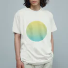 すずめのいろの【日本の伝統色・冬】枯草色〜白群グラデーション　まる オーガニックコットンTシャツ